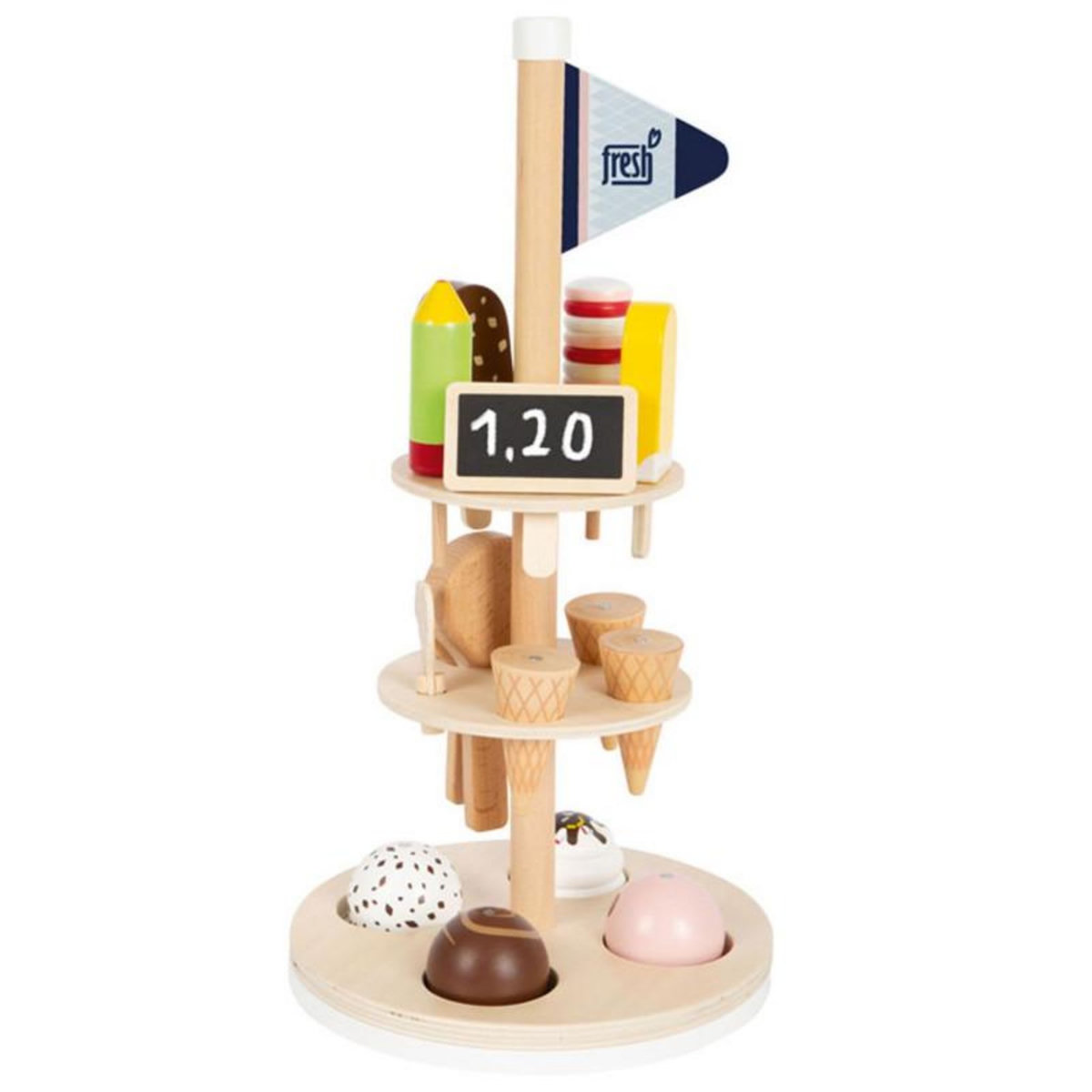 SMALL FOOT Small Foot - Wooden Ice Creams with Holder, 15pcs. 12232