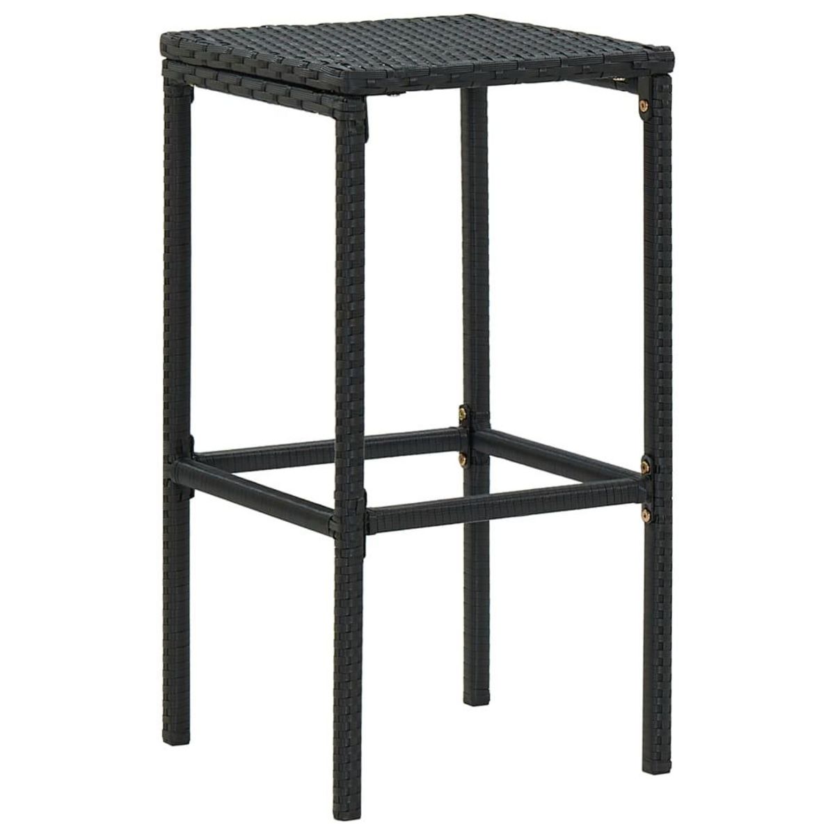 VIDAXL Tabourets de bar avec coussins lot de 3 noir resine tressee