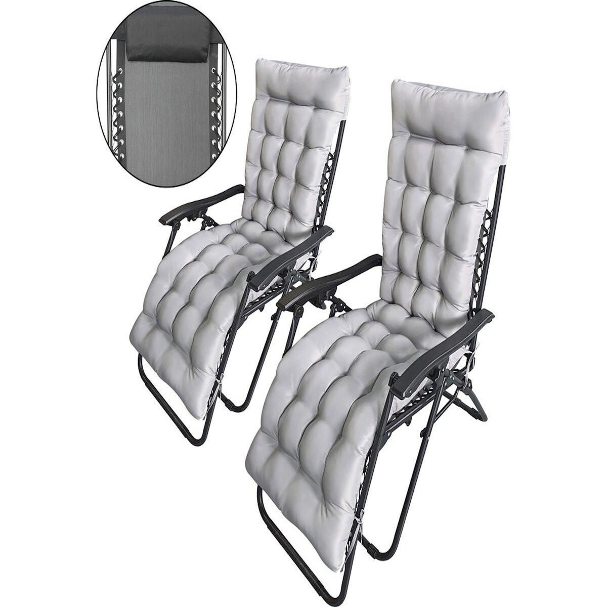 Habitat et Jardin Lot de 2 fauteuils de jardin inclinable zéro gravité avec coussin matelassé  Sintra  - Noir