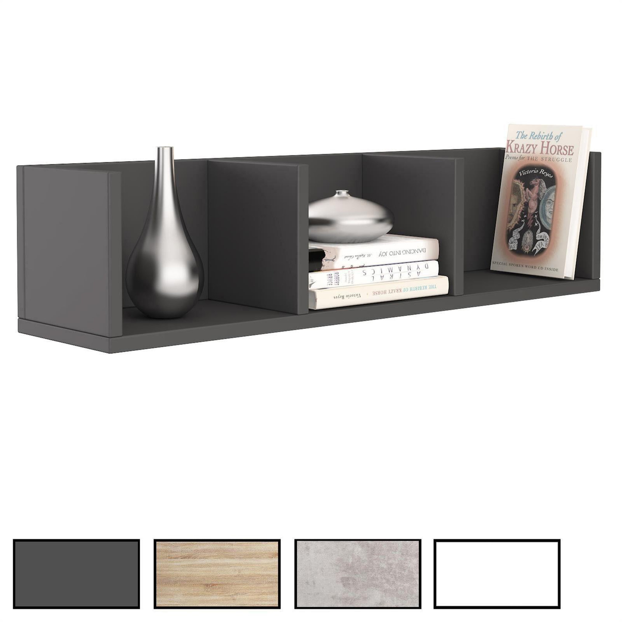 IDIMEX Etagère murale nello pour cd et dvd, en mélaminé. Coloris disponibles : Blanc, Marron, Gris