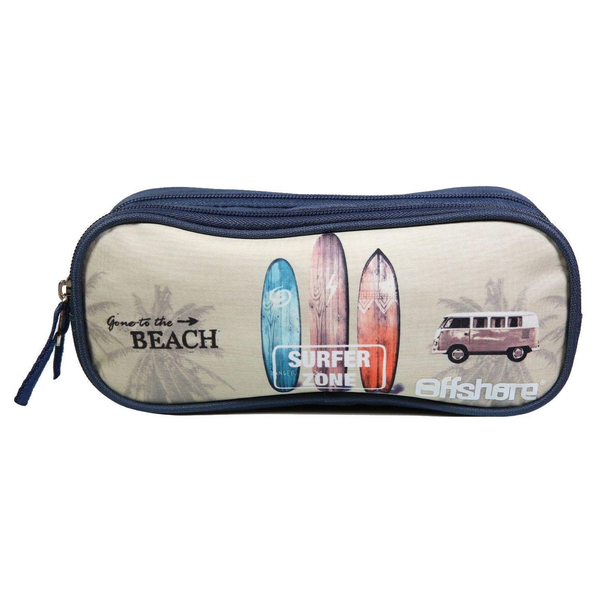 Bagtrotter BAGTROTTER Trousse scolaire 2 compartiments Offshore Beige Van & Surf