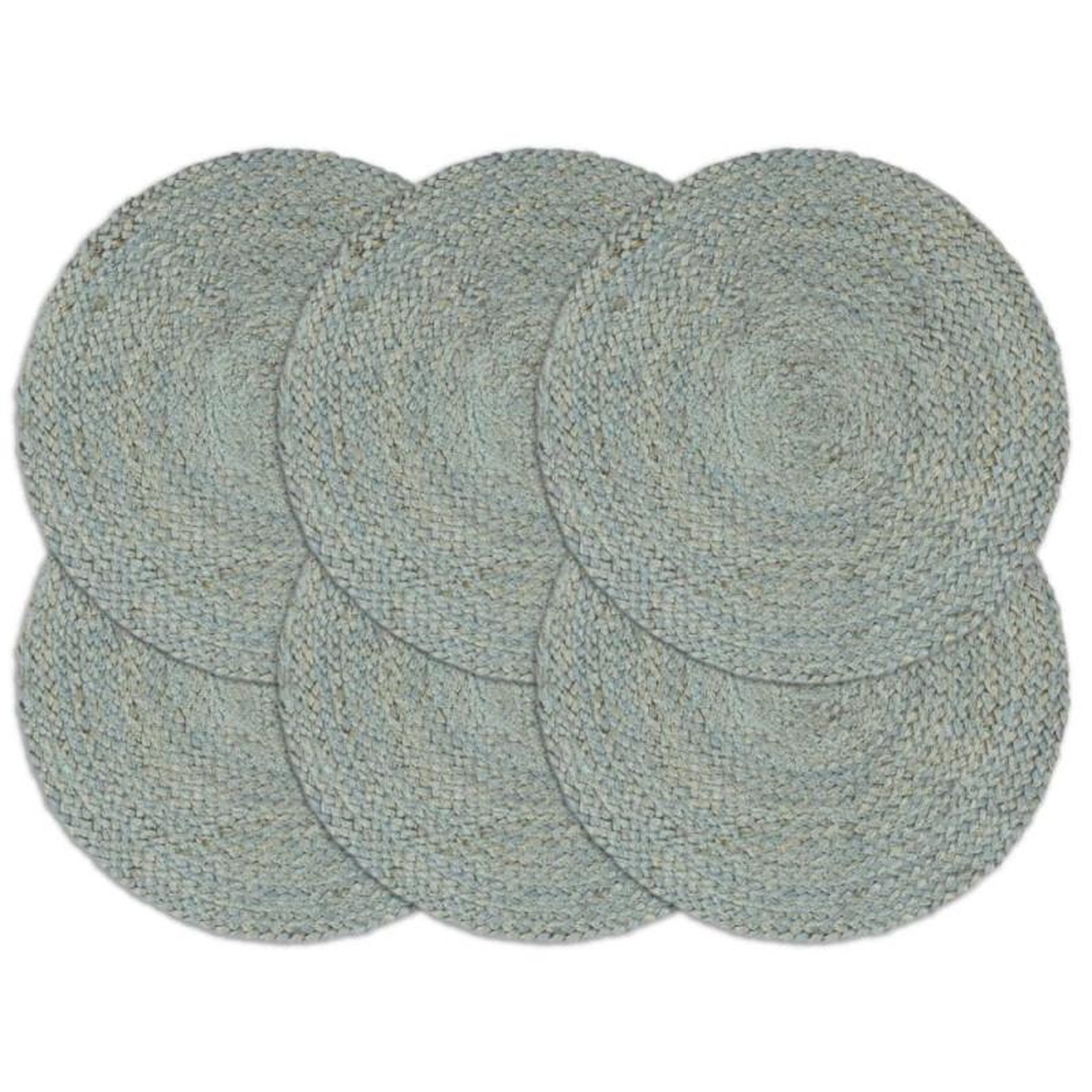 VIDAXL Napperons 6 pcs Vert olive Plain 38 cm Rond Jute