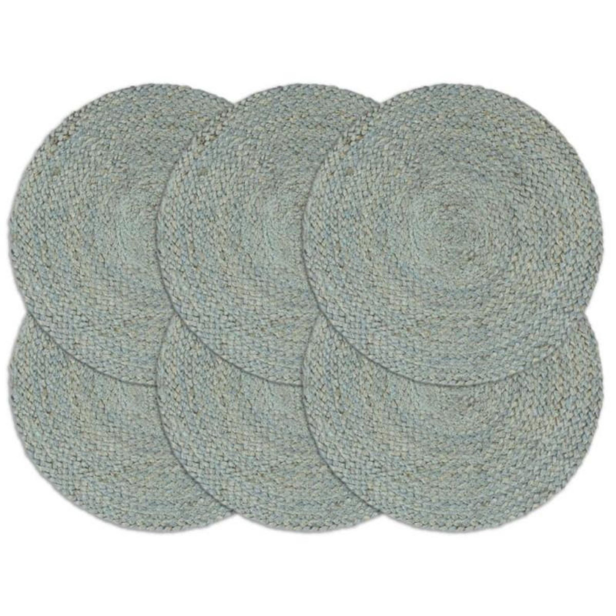 VIDAXL Napperons 6 pcs Vert olive Plain 38 cm Rond Jute