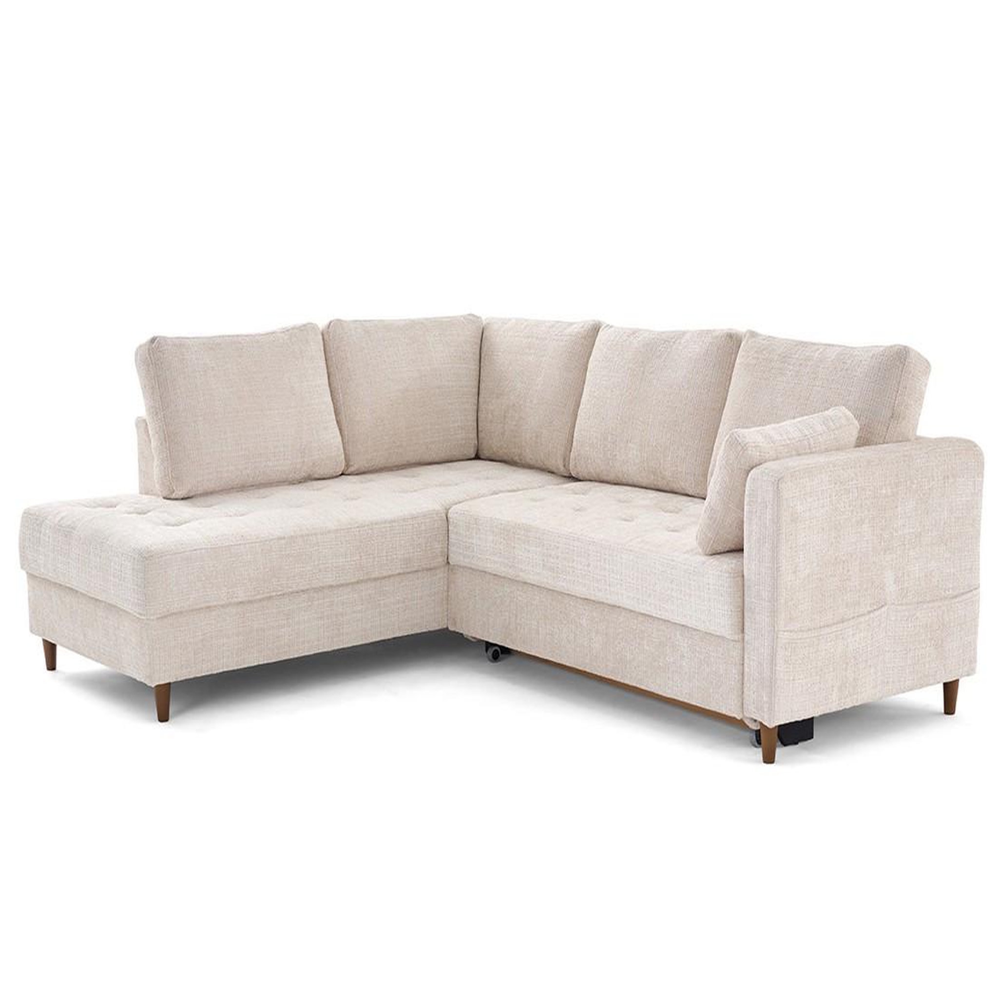 Voir la diapositive 3 : BEST MOBILIER Anna - canapé d'angle gauche 5 places convertible en velours texturé