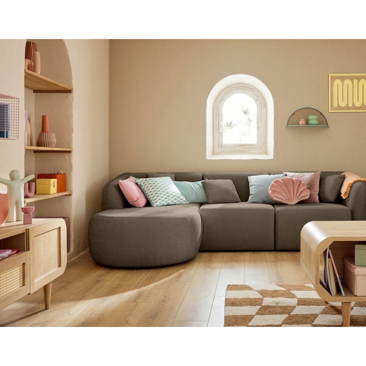 LISA DESIGN Ikare - canapé modulable d'angle gauche - 4 places - en tissu