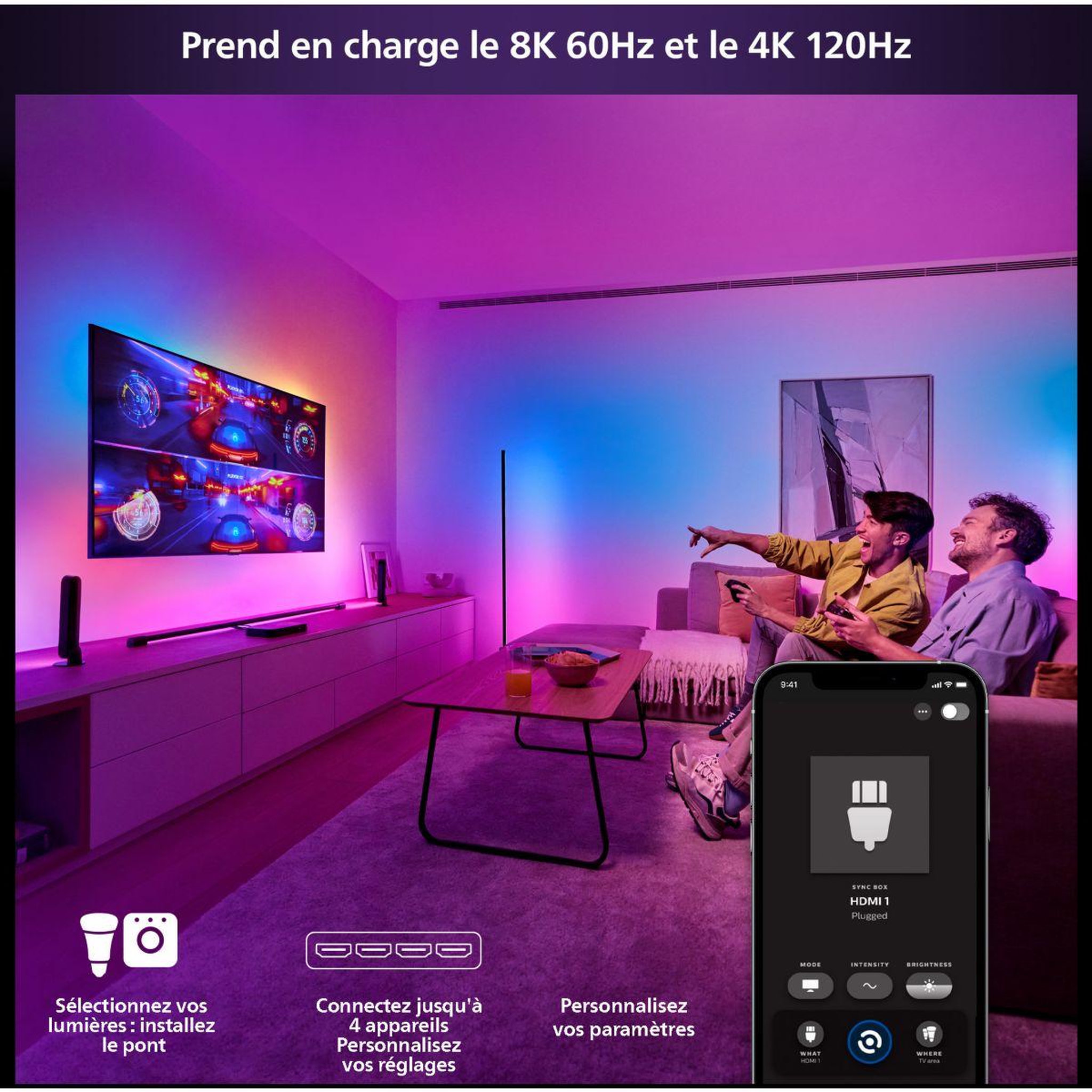 Voir la diapositive 4 : PHILIPS HUE Boîtier de synchronisation play hdmi sync box 8k