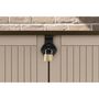 Voir la diapositive 5 : Keter Coffre de rangement extérieur KETER en résine 880 litres Beige et marron- Malle de jardin sans vérins