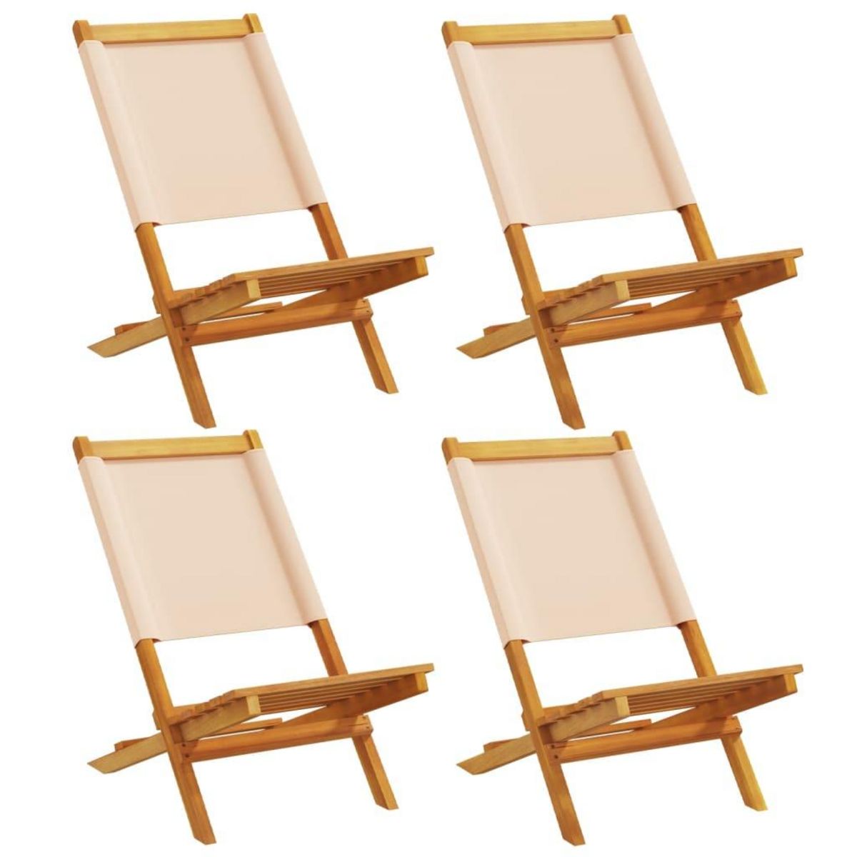 VIDAXL Chaises de jardin pliantes lot de 4 beige tissu et bois massif