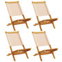 Voir la diapositive 2 : VIDAXL Chaises de jardin pliantes lot de 4 beige tissu et bois massif