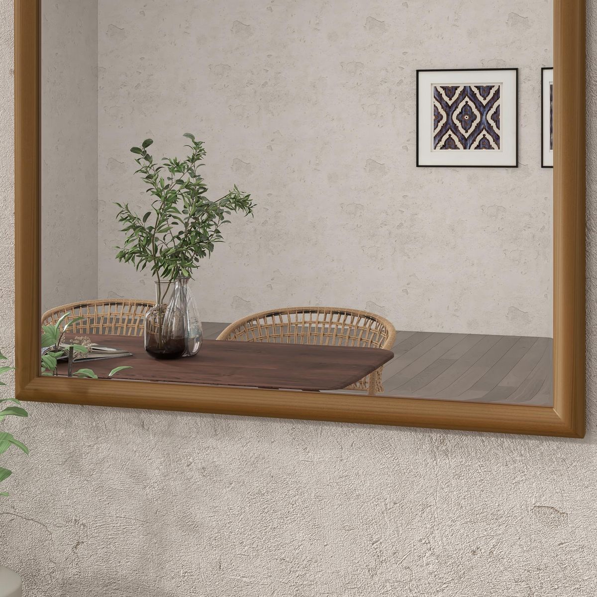 HOMCOM Miroir mural arche, 110 x 65 cm cadre en bois, miroir arqué pour le salon, la chambre, l'entrée, brun foncé