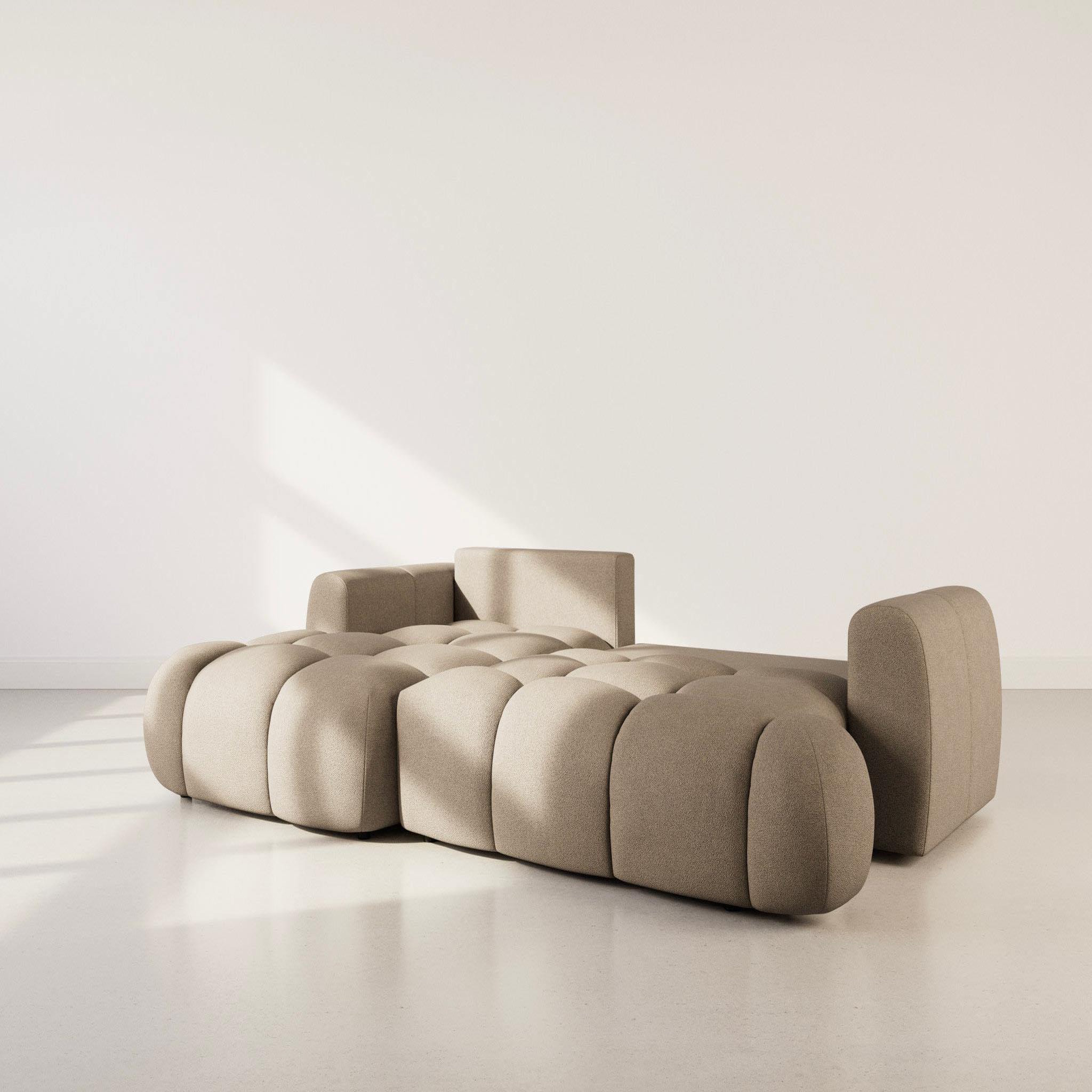 Voir la diapositive 3 : BEST MOBILIER Yulin - canapé d'angle gauche 4 places convertible avec coffre en tissu bouclette