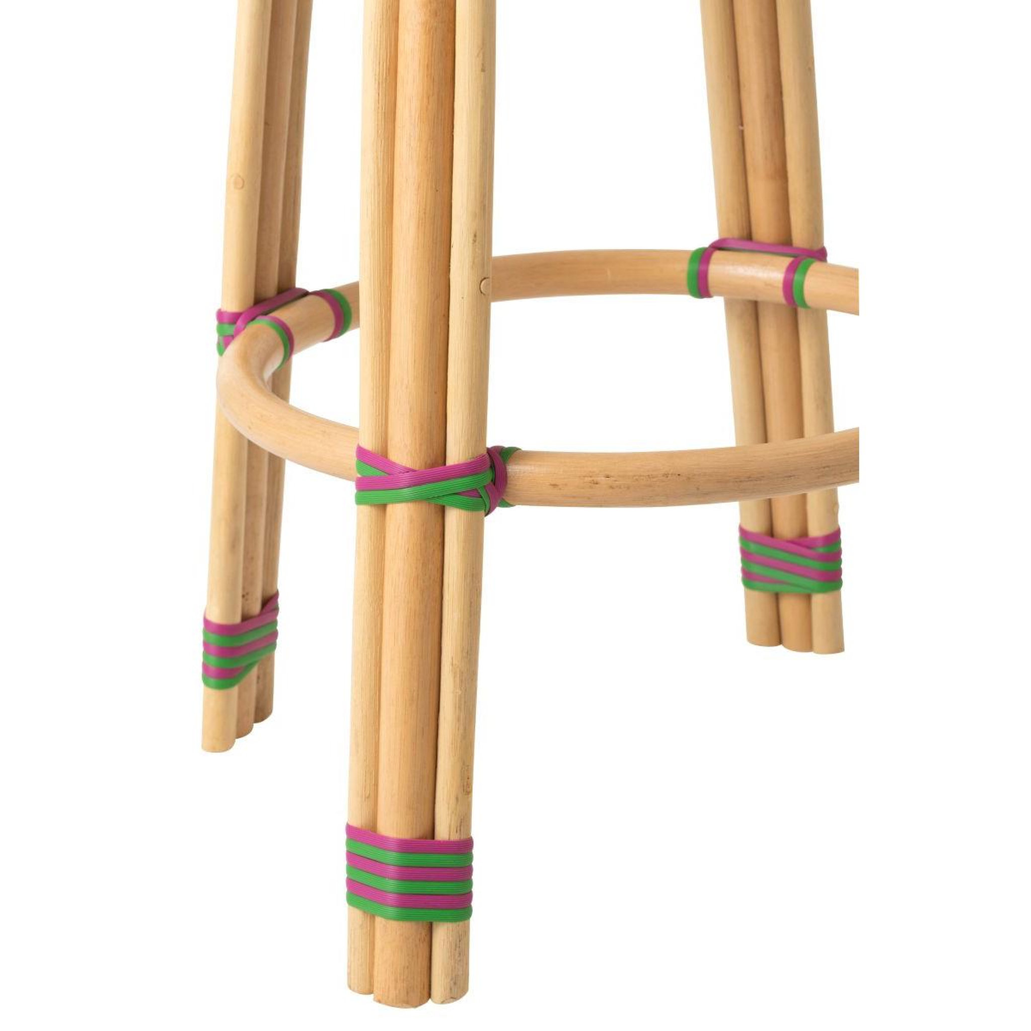 Voir la diapositive 4 : J-LINE Tabouret de bar en rotin  geo  66cm rose & vert