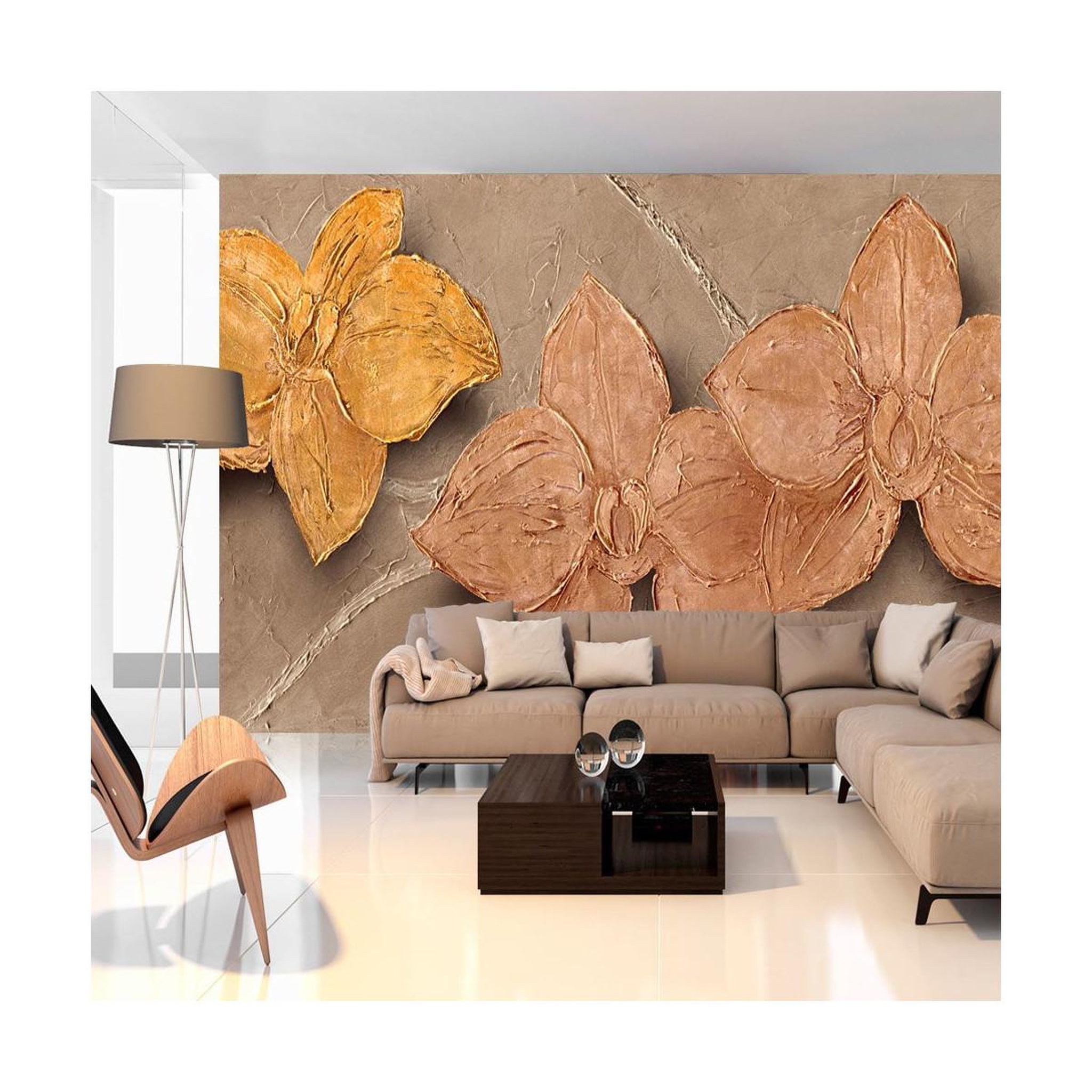 Paris Prix Papier peint  painted orchids. Coloris disponibles : Multicolore