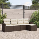 VIDAXL Salon de jardin avec coussins 5 pcs marron resine tressee