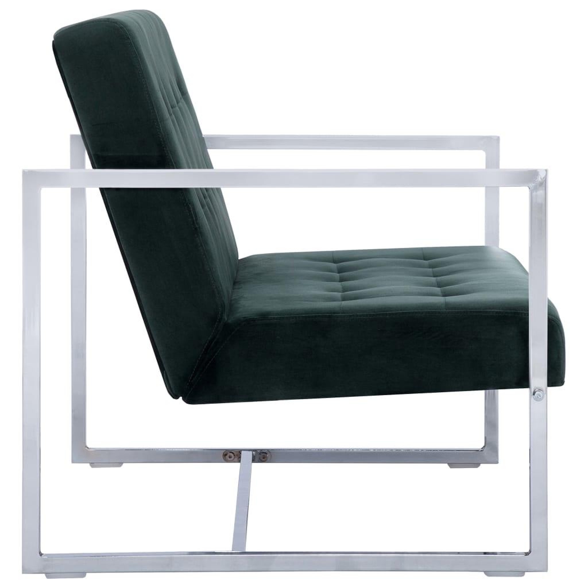 Voir la diapositive 4 : VIDAXL Canape 2 places avec accoudoirs Vert fonce Chrome et velours