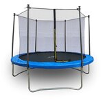 JUMP4FUN Trampoline pour enfant 8Ft ø244cm avec coussin de protection Bleu, Echelle et Filet de sécurité
