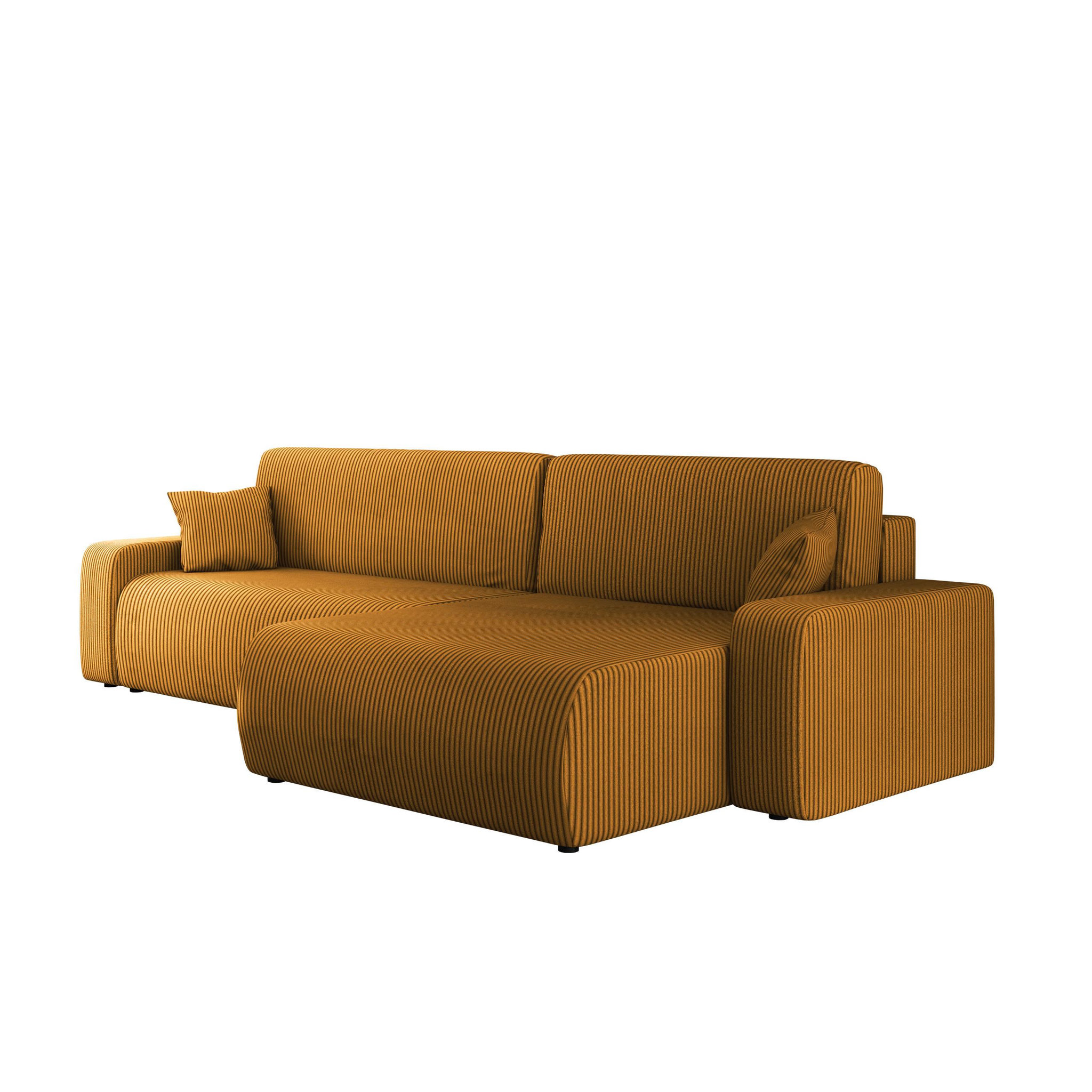 Voir la diapositive 6 : BEST MOBILIER Artemisa - canapé d'angle réversible 5 places convertible avec coffre en velours côtelé