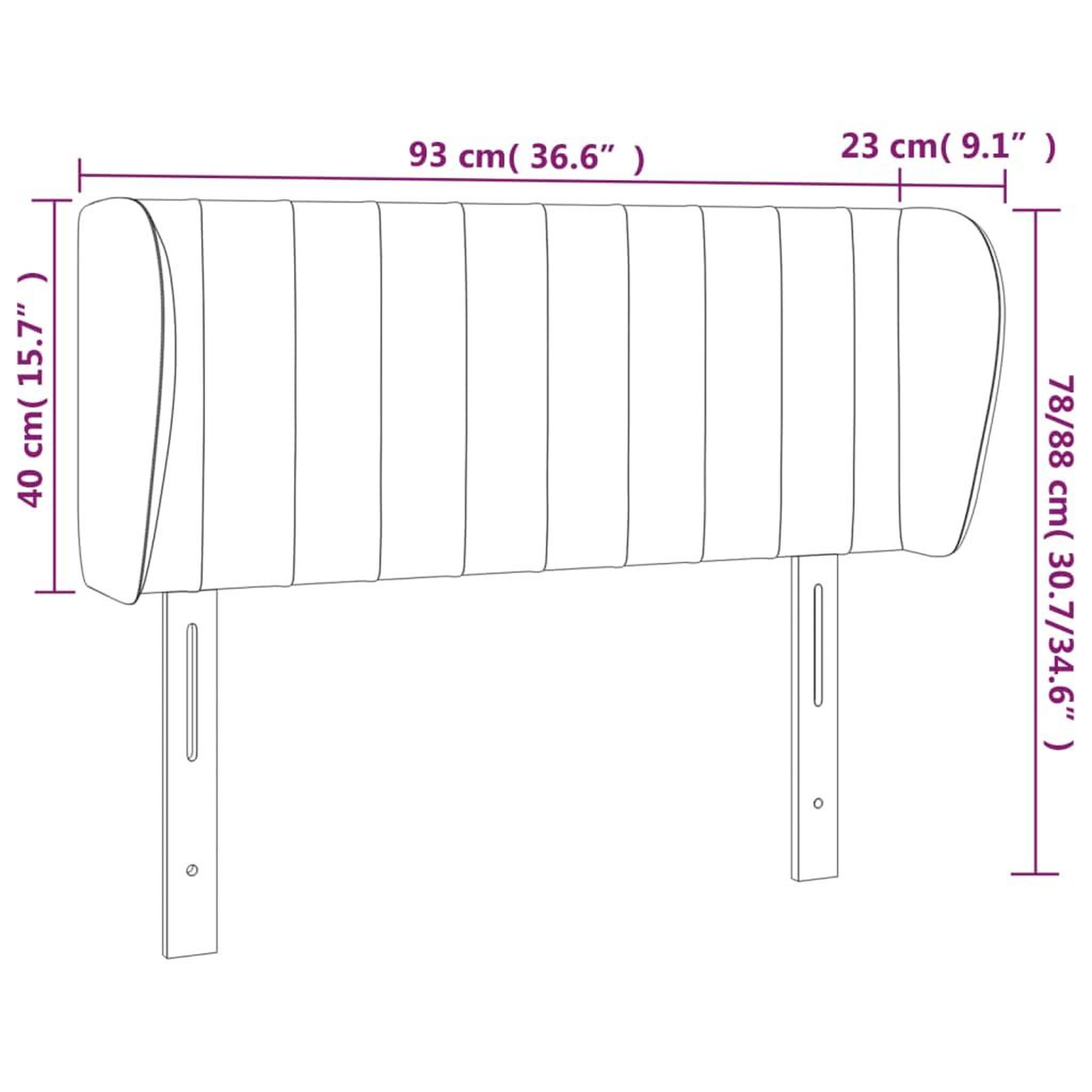 Voir la diapositive 6 : VIDAXL Tete de lit avec oreilles Gris clair 93x23x78/88 cm Tissu