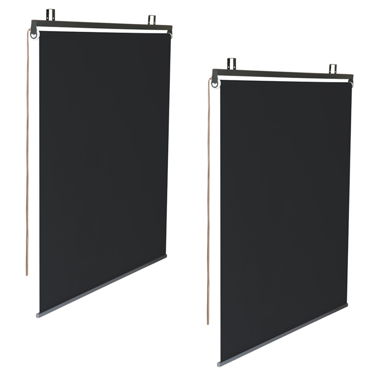 ID MARKET Lot de 2 stores enrouleurs L.124 x H. 225 CM pour pergola noir
