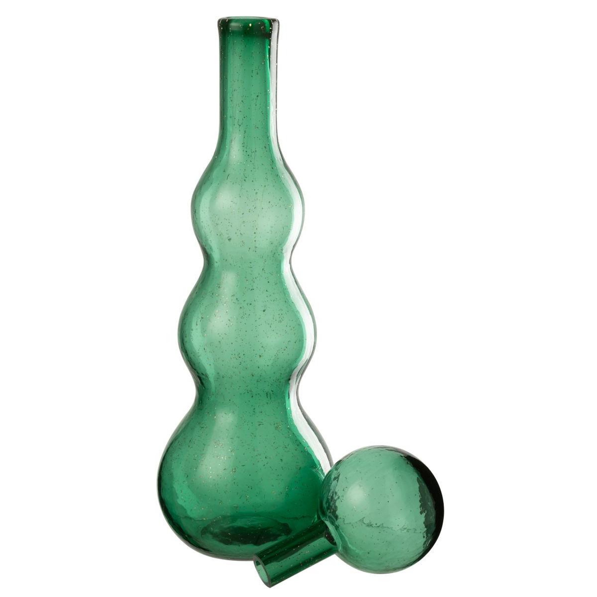 Voir la diapositive 2 : J-LINE Carafe design en verre  carol  52cm vert émeraude