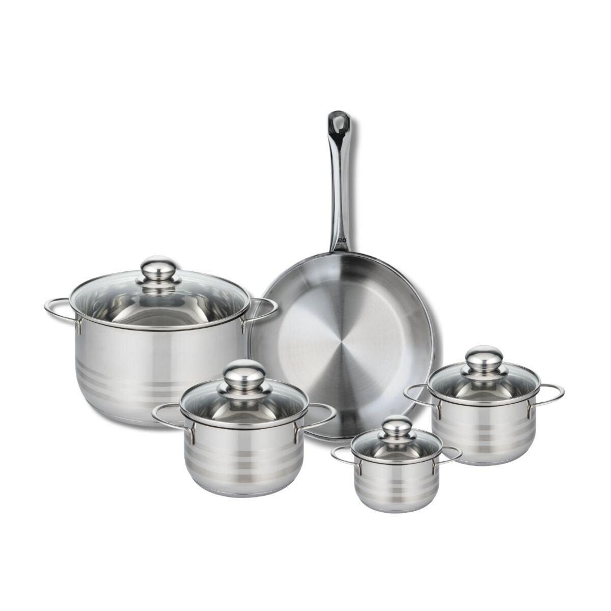 ELO Ensemble de 1 Poêle de cuisson 28 cm et 4 faitouts 12, 14, 16 et 24 cm Elo Profi Brillant