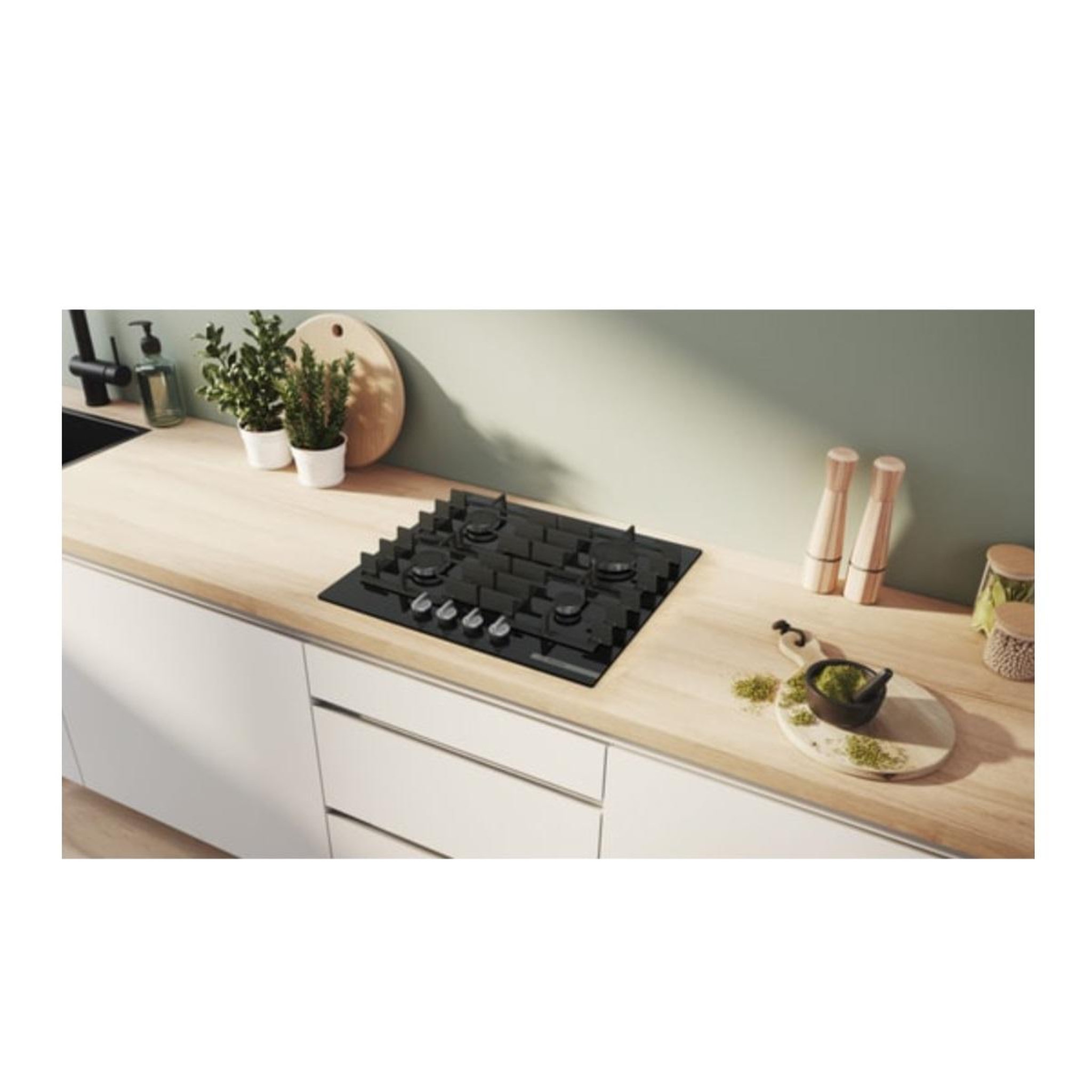 Voir la diapositive 4 : BOSCH Table de cuisson gaz 60cm 4 feux 7500w - ppp6a6i40