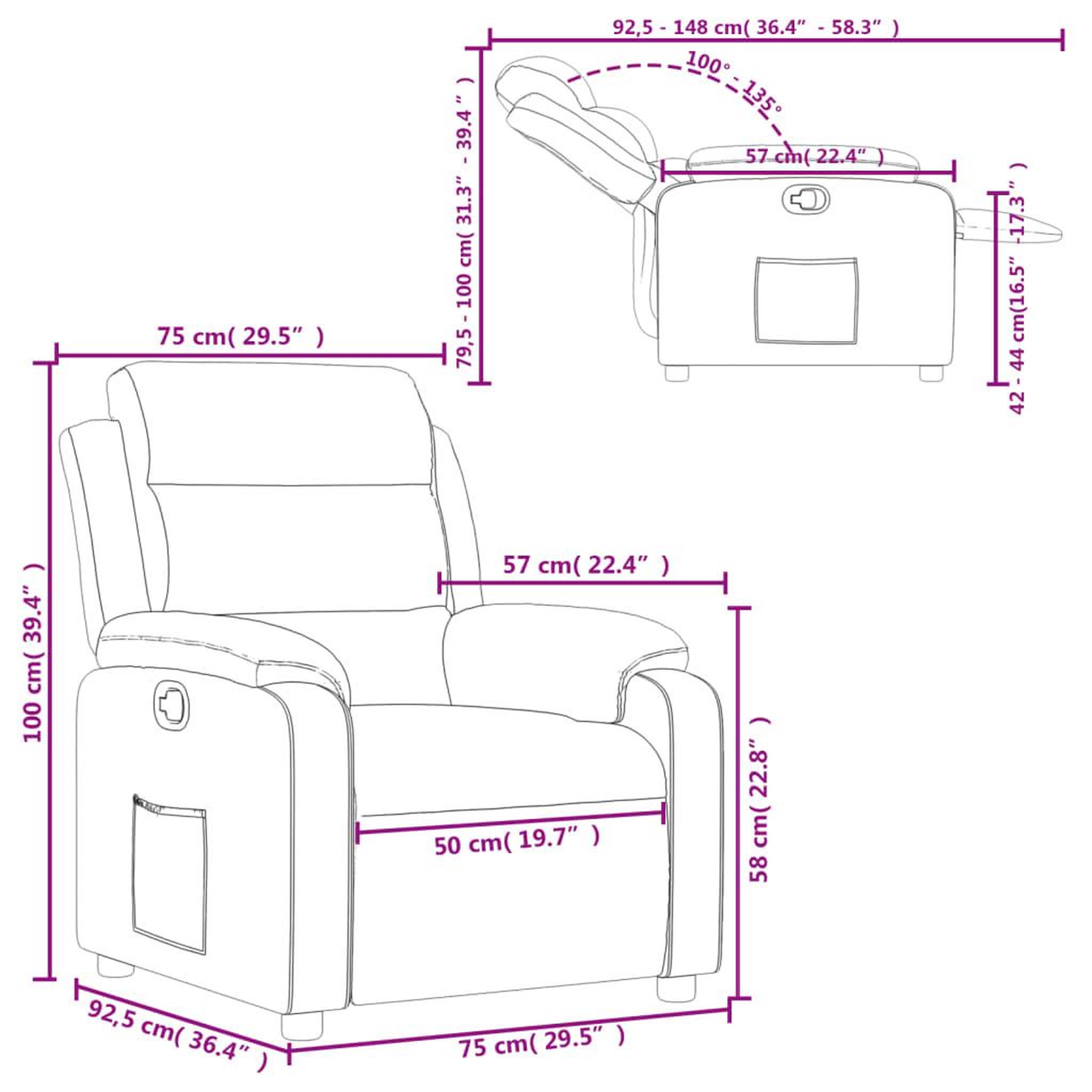 Voir la diapositive 6 : VIDAXL Fauteuil inclinable Gris fonce Tissu