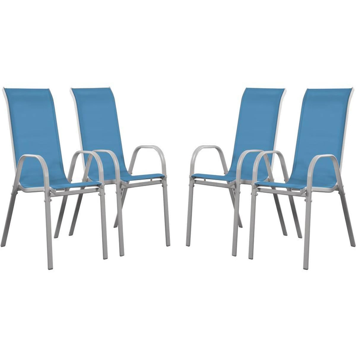 Habitat et Jardin Fauteuil jardin Textilène  Cordoba  - Phoenix - Bleu - Lot de 4