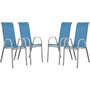 Voir la diapositive 1 : Habitat et Jardin Fauteuil jardin Textilène  Cordoba  - Phoenix - Bleu - Lot de 4