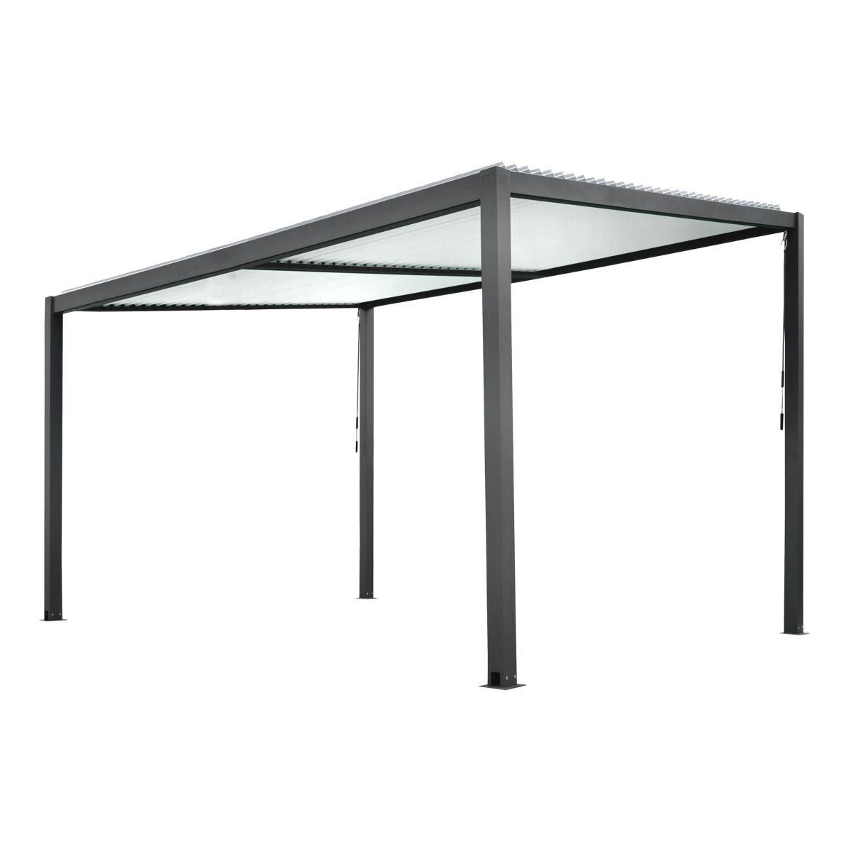 DCB GARDEN Pergola bioclimatique - Autoportée - Aluminium gris anthracite - 3-1x4m - TRAMONTO
