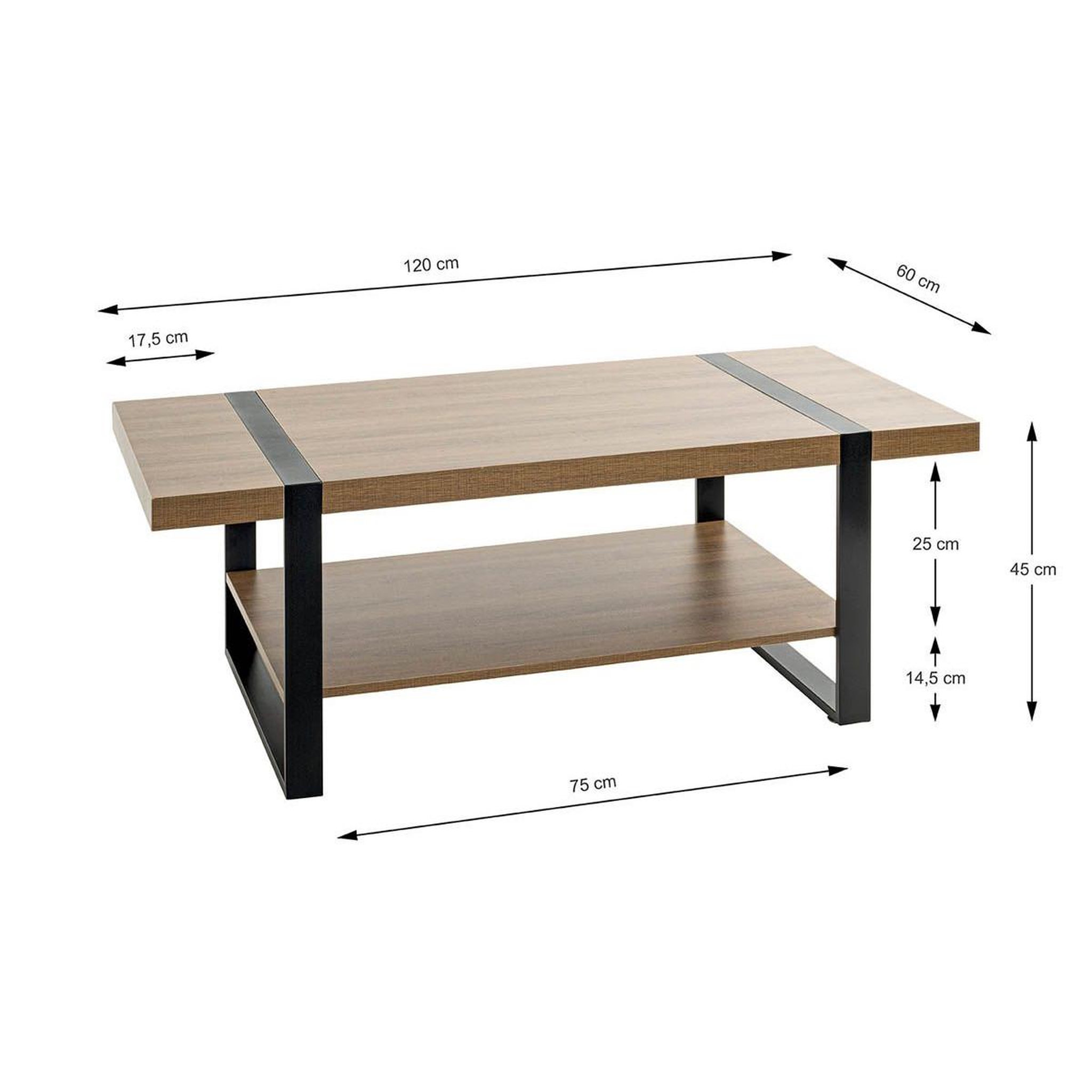 Voir la diapositive 5 : Paris Prix Table basse  miranda  120cm chêne foncé & noir