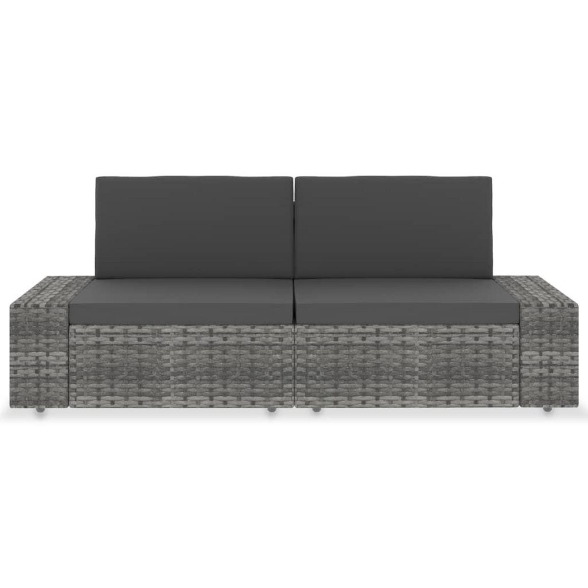 VIDAXL Canape sectionnel 2 places Resine tressee Gris