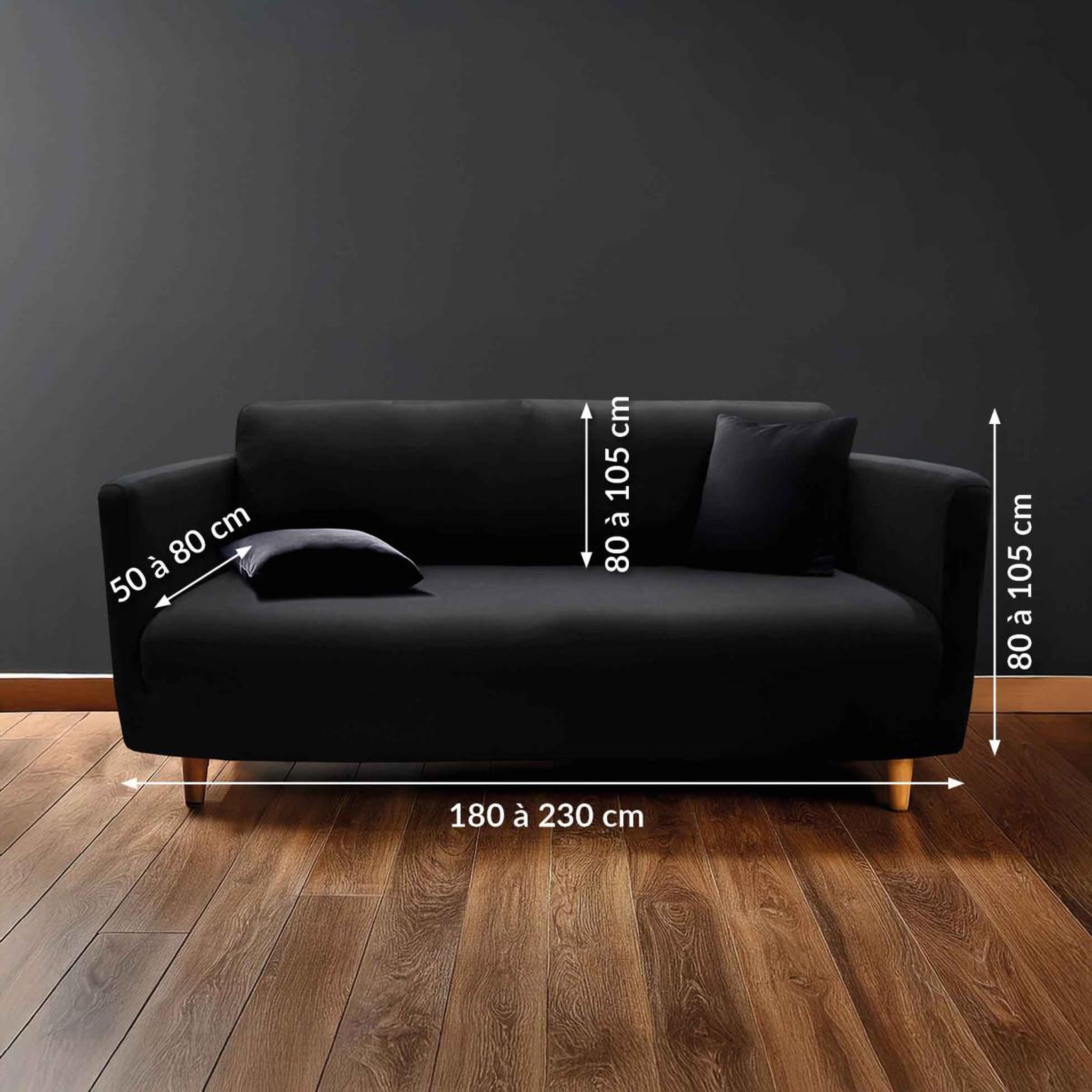 Voir la diapositive 3 : Douceur d'Intérieur Housse de canapé extensible  mila  230cm noir