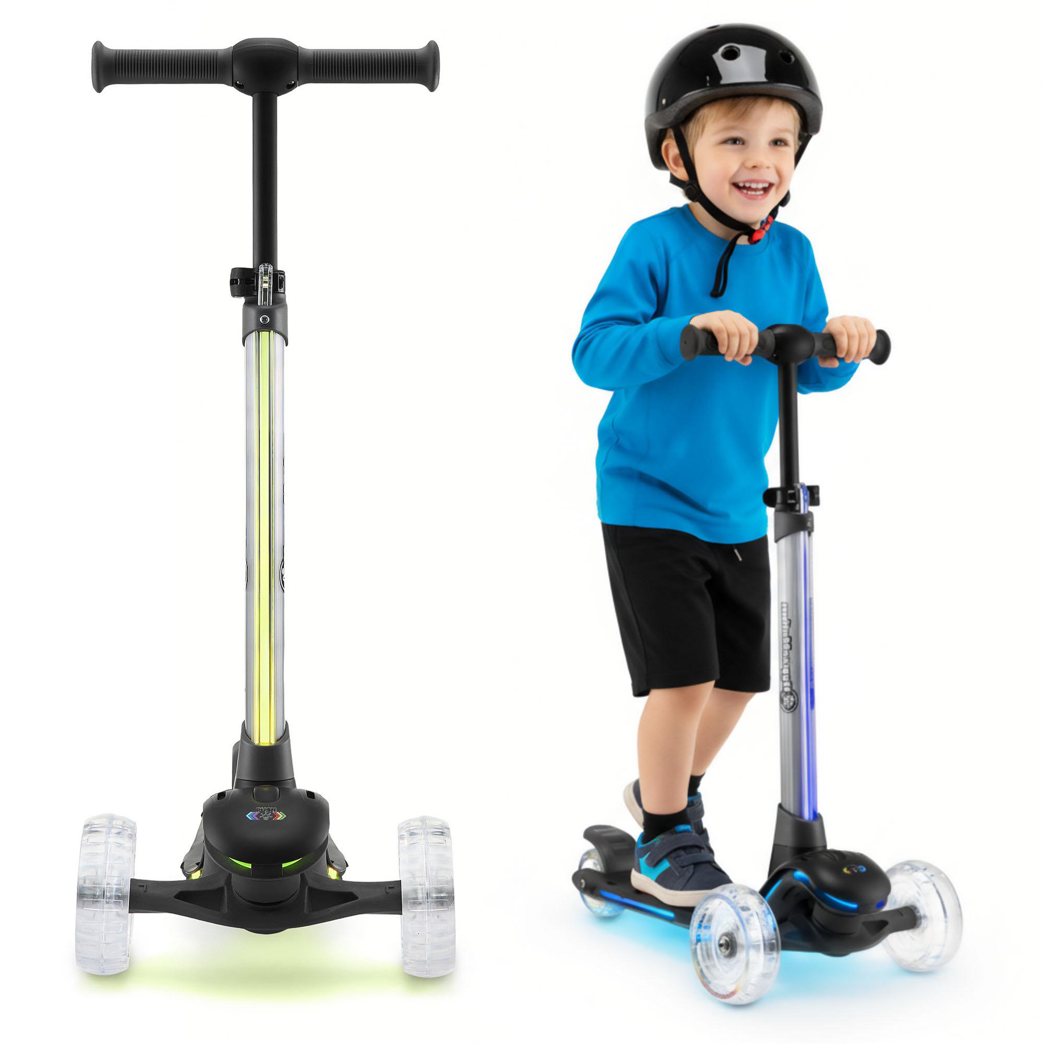 HYPERMOTION Trottinette 3 roues HyperMotion BECKY LED RGB noire pour enfants