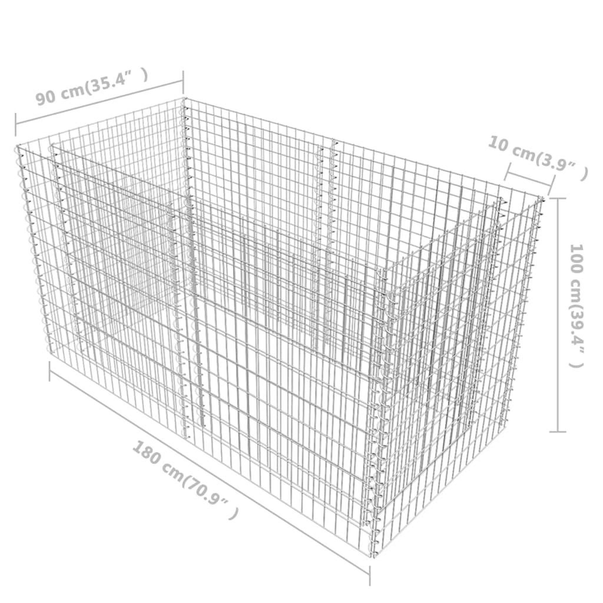 Voir la diapositive 6 : VIDAXL Lit sureleve a gabion acier 180 x 90 x 100 cm argente