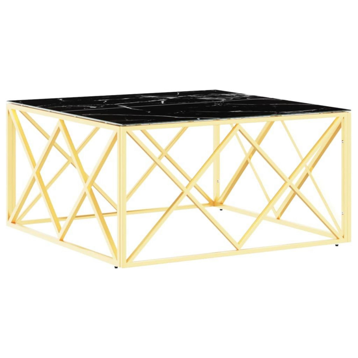 VIDAXL Table basse dore 80x80x40 cm acier inoxydable et verre