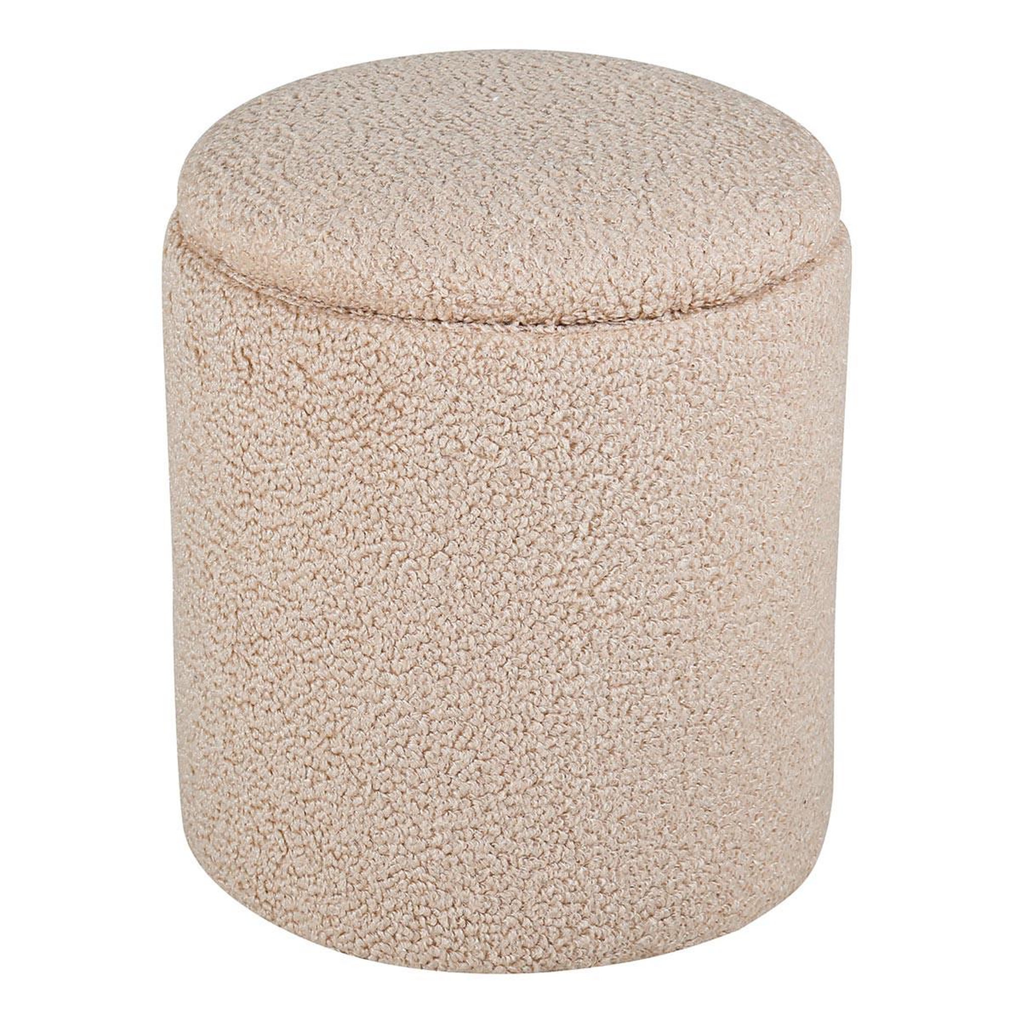 Paris Prix Pouf coffre tissu bouclette  limpen  40cm beige