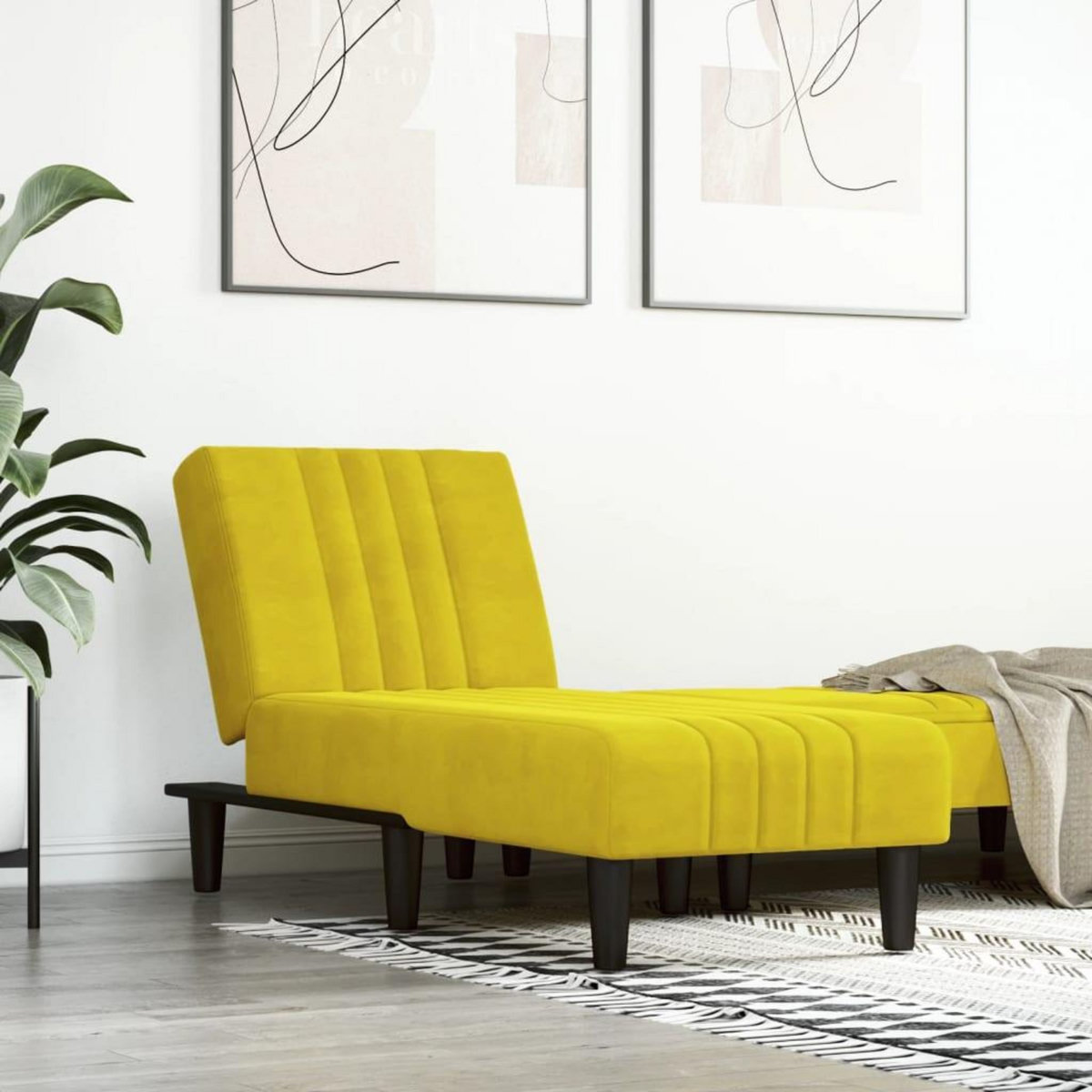VIDAXL Chaise longue jaune velours