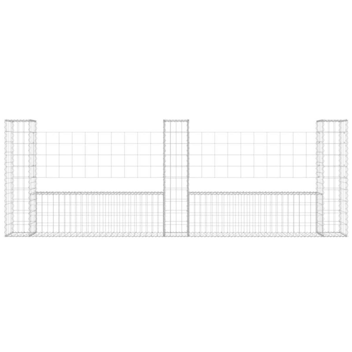 VIDAXL Panier de gabion en forme de U avec 3 poteaux Fer 260x20x100 cm