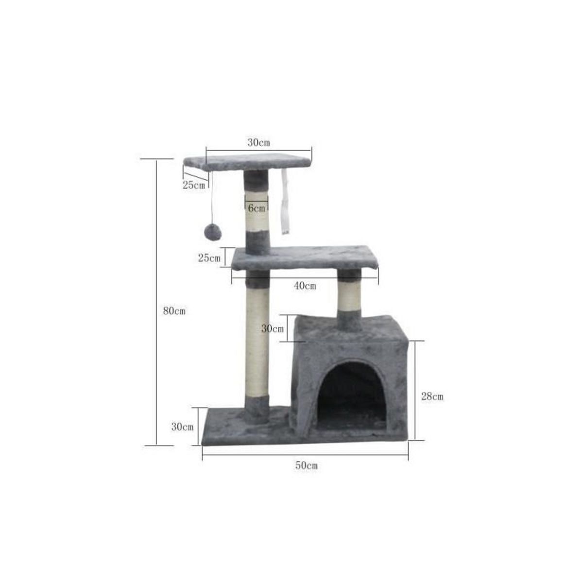 GENERIQUE POPPY Arbre a chat - 50x30x80cm - Gris