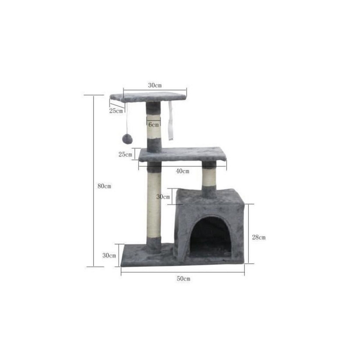 GENERIQUE POPPY Arbre a chat - 50x30x80cm - Gris