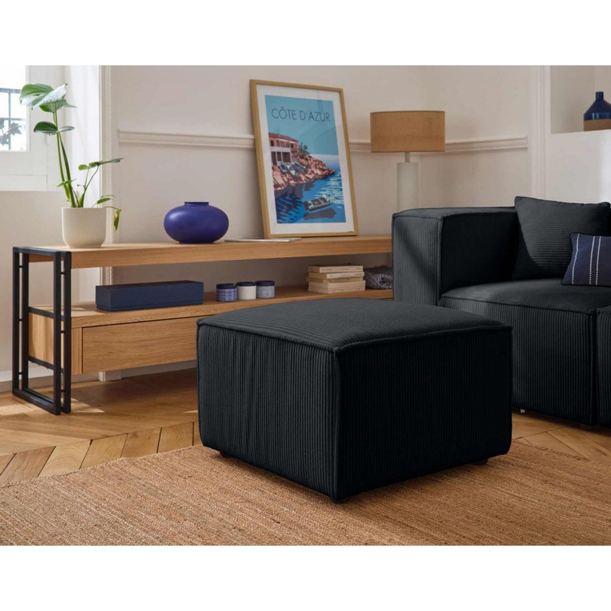 LISA DESIGN Arty - pouf d'appoint - en velours côtelé