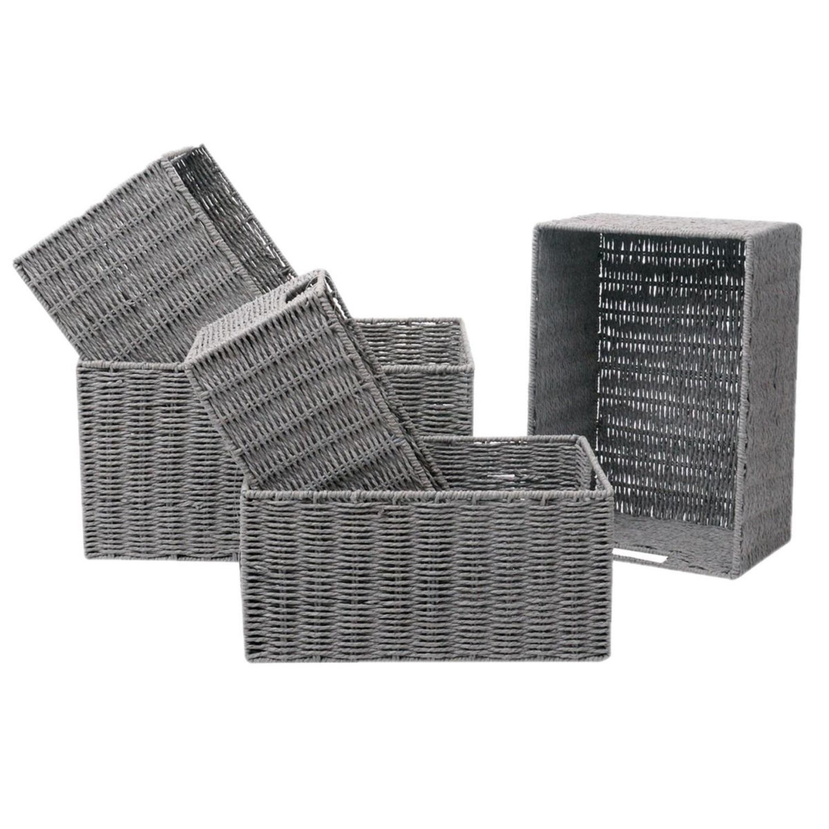 TOILINUX Lot de 5 paniers haut empilables en Métal et papier