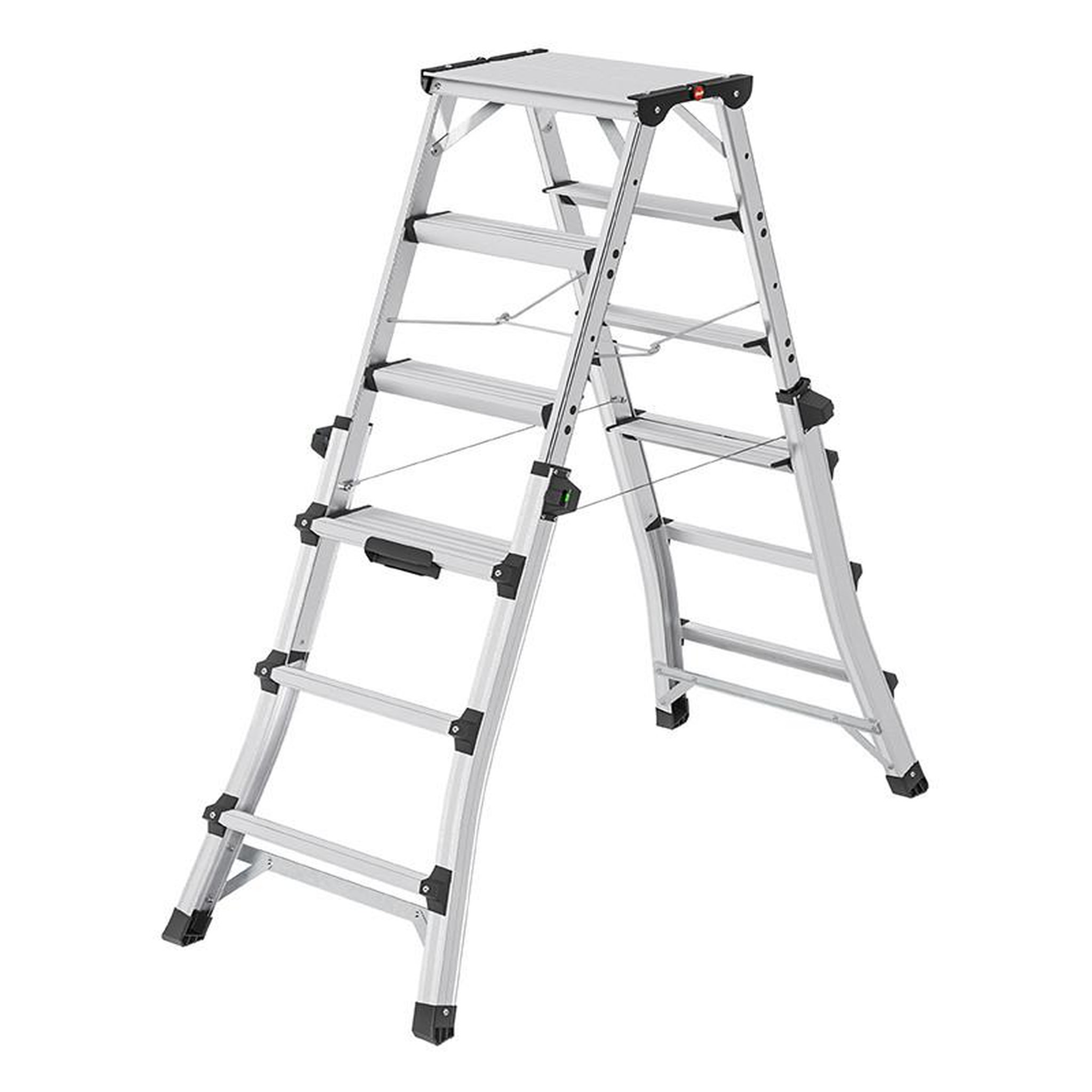 Voir la diapositive 5 : HAILO Escabeau double accès professionnel télescopique 2x6 marches HAILO D100