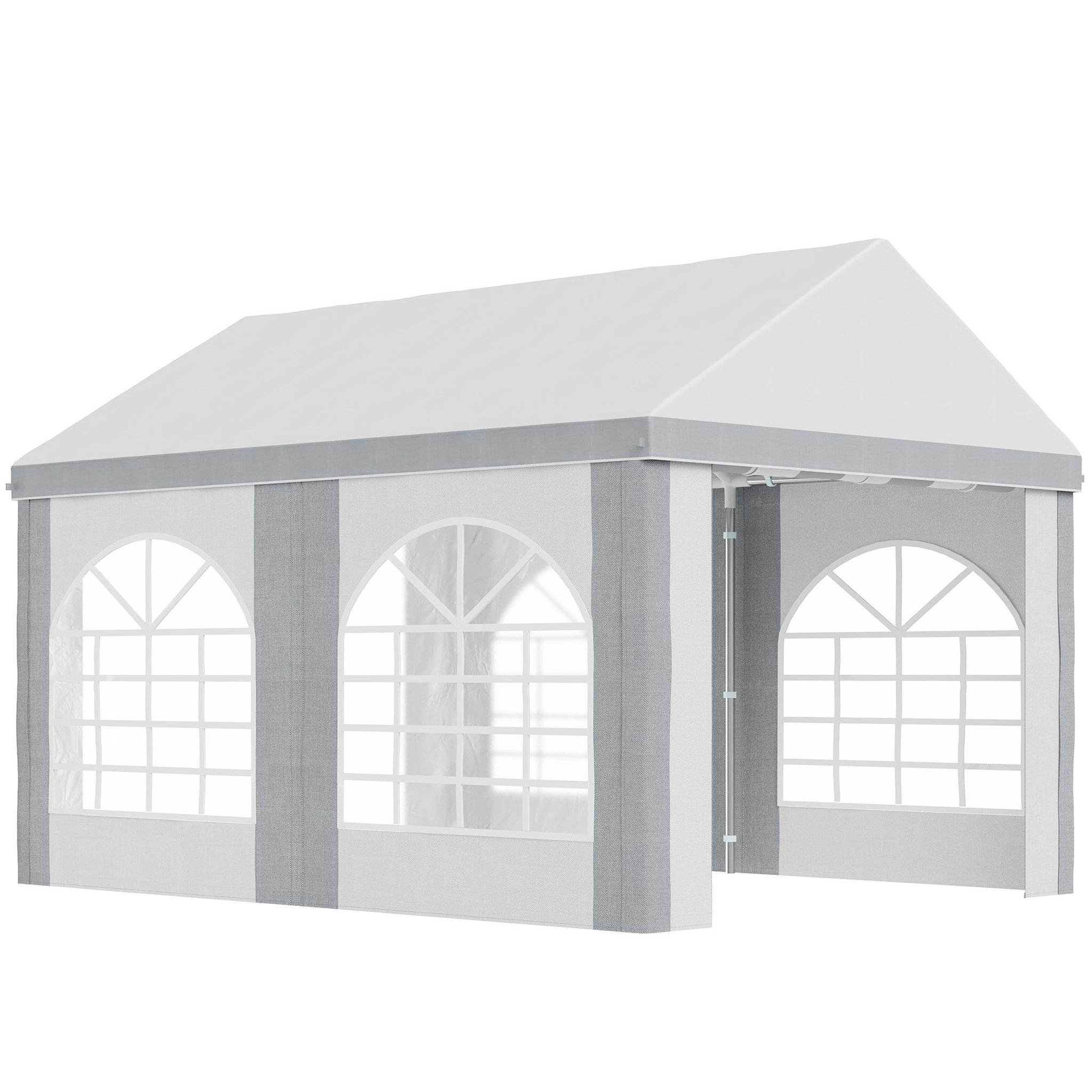 Voir la diapositive 1 : OUTSUNNY Barnum tonnelle chapiteau de jardin dim. 4L x 2,95l x 2,85H m - 4 fenêtres, 2 portes - acier galvanisé PE blanc gris