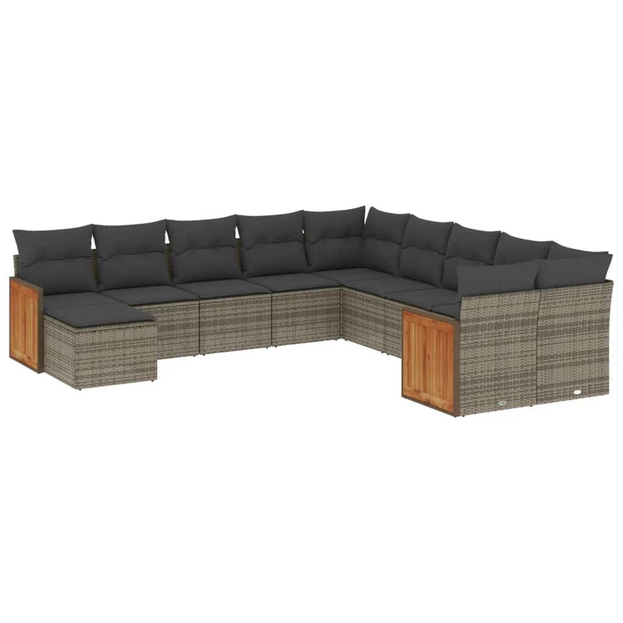 Voir la diapositive 2 : VIDAXL Salon de jardin 11 pcs avec coussins gris resine tressee