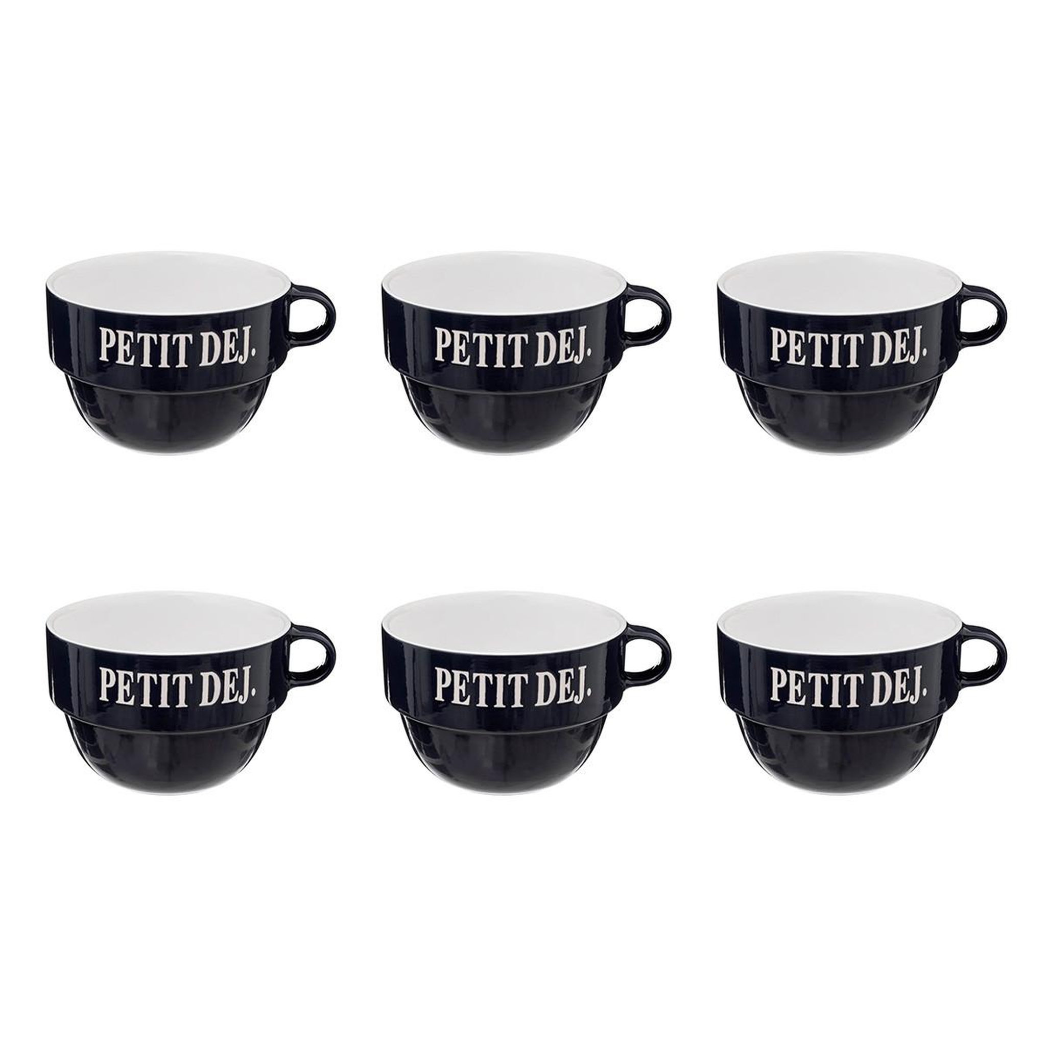 SECRET DE GOURMET Lot de 6 tasses en faïence  coloroma  62cl bleu