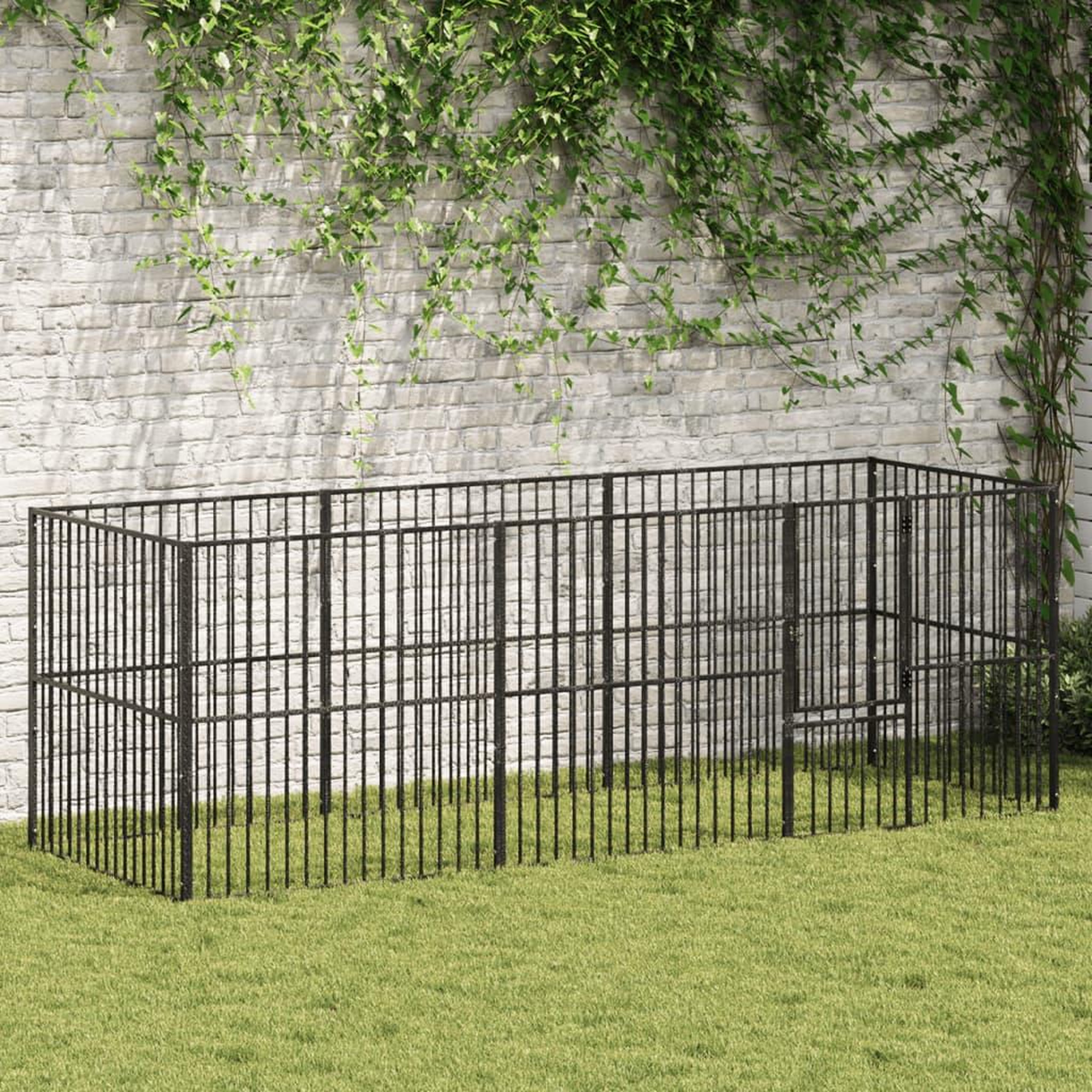 Voir la diapositive 1 : VIDAXL Parc pour chien 8 panneaux noir acier galvanise