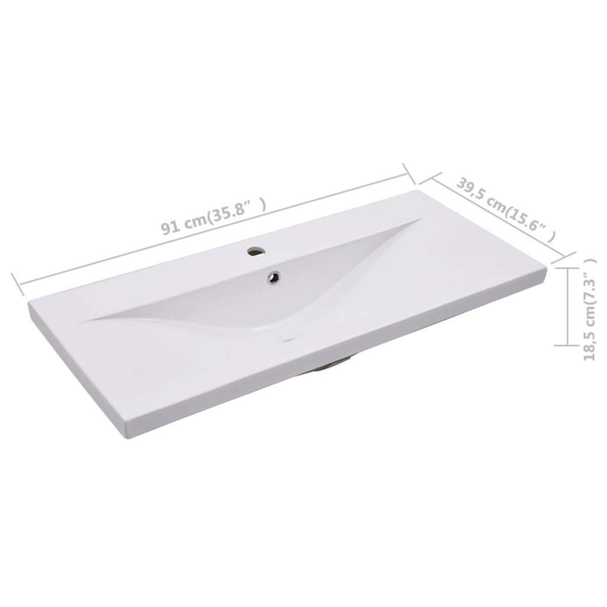 VIDAXL Lavabo encastre 91 x 39,5 x 18,5 cm Ceramique Blanc