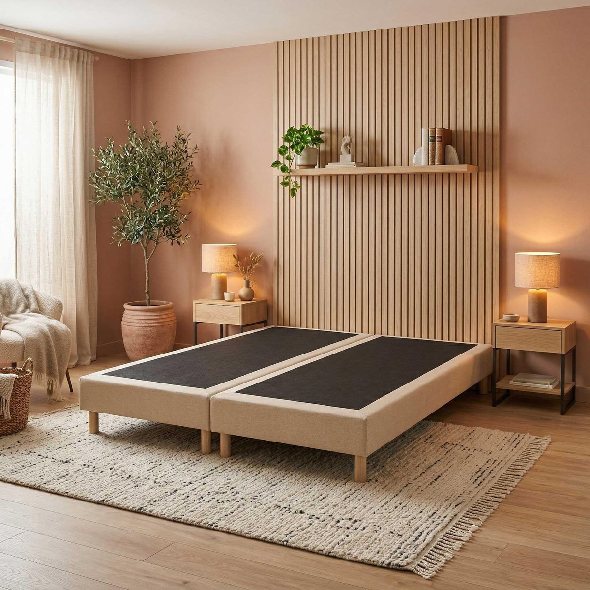 IDLITERIE Sommier tapissier à lattes fixes, excellent maintien et durable